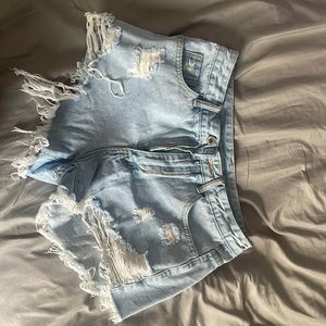 cute light washed blue jean shorts